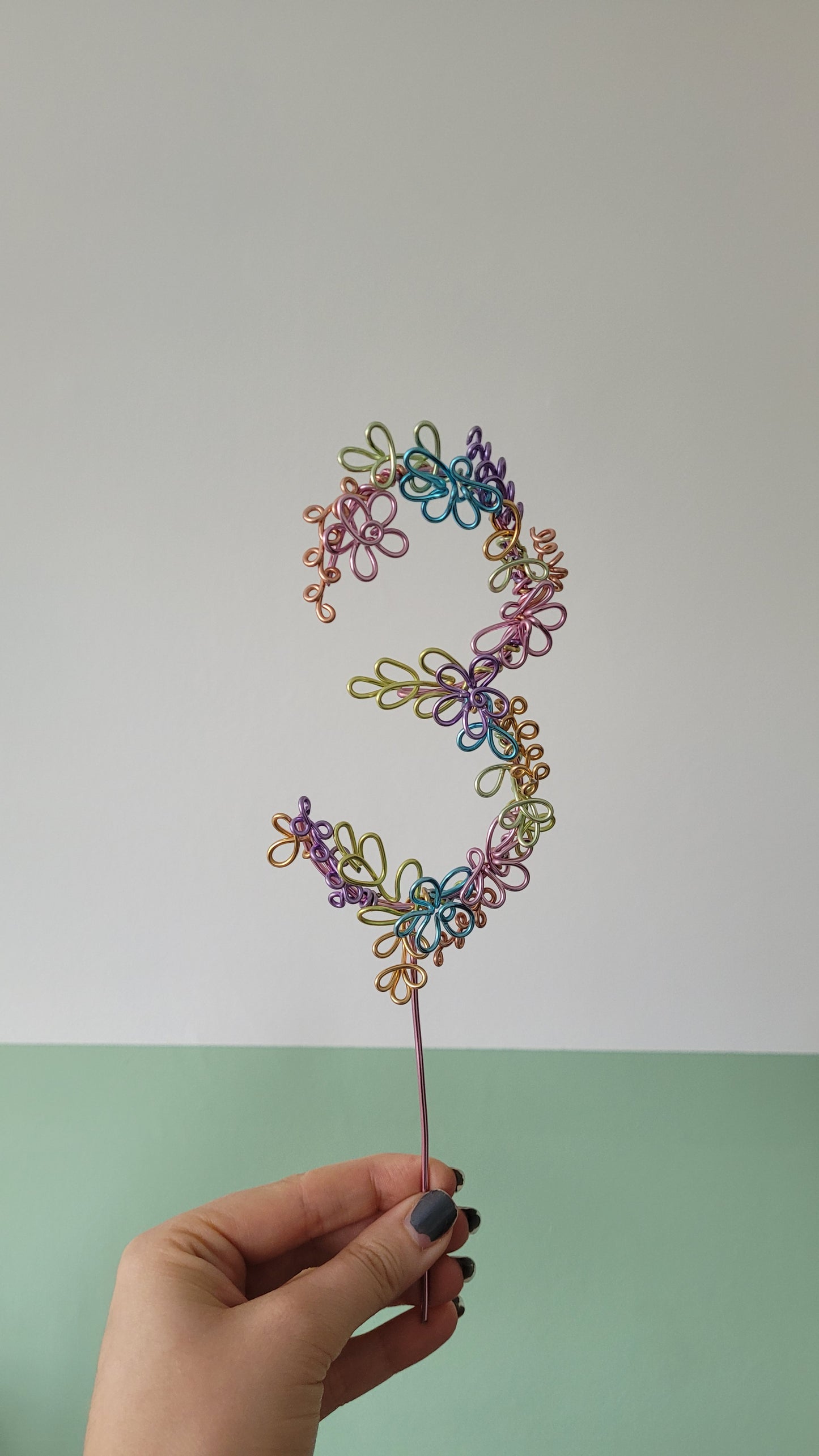 Pastel Floral Number Cake Topper
