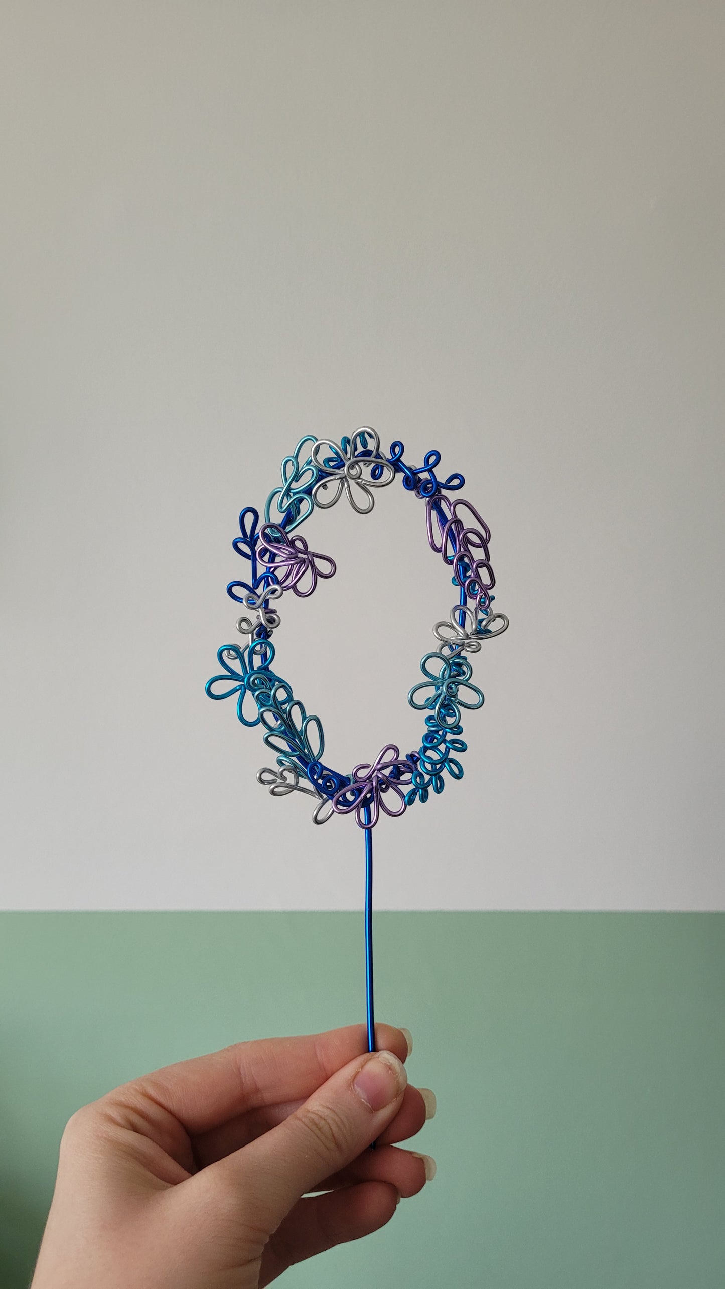 Blue Floral Number Cake Topper