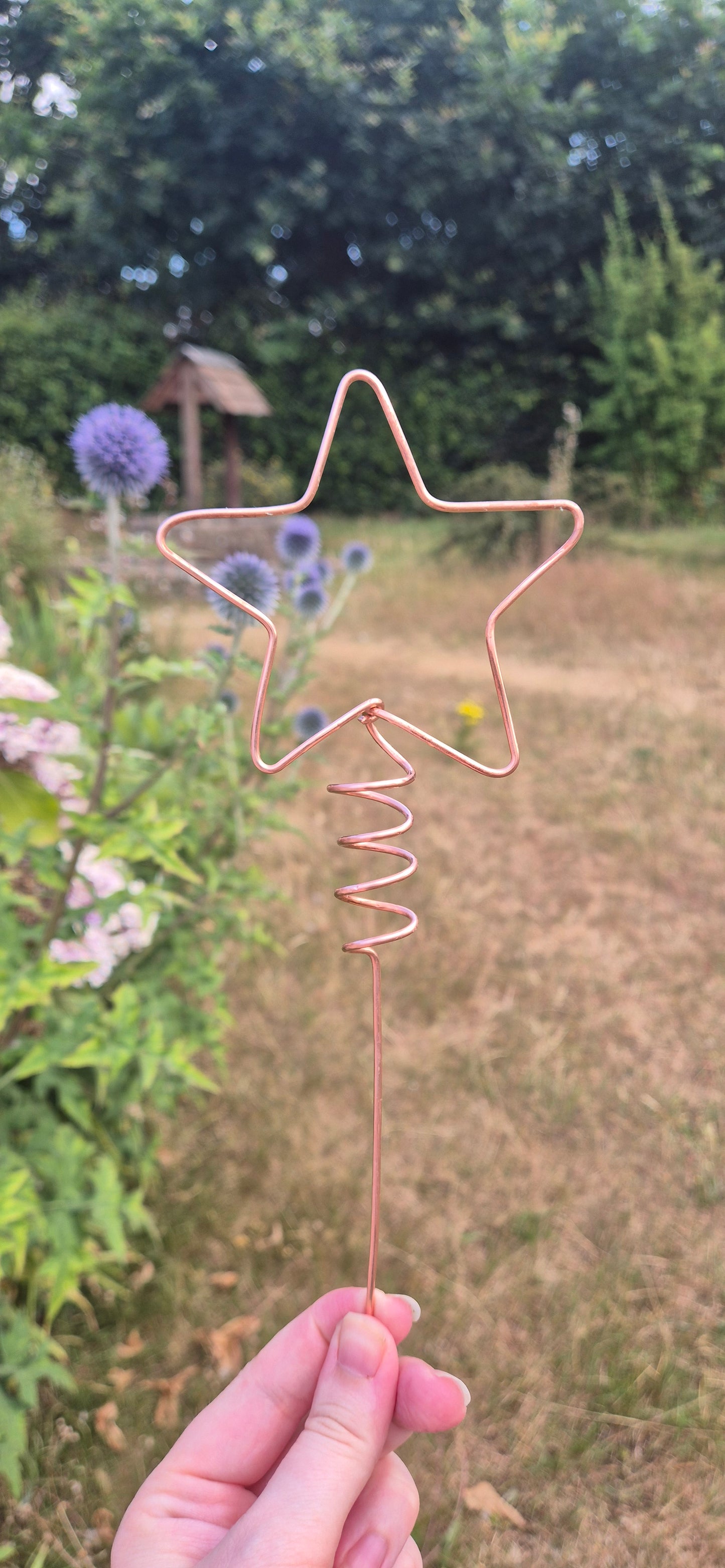 Copper star plant stake