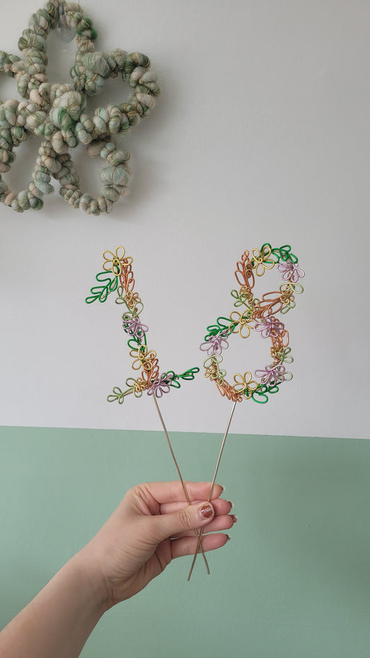 Golden Floral Number Cake Topper