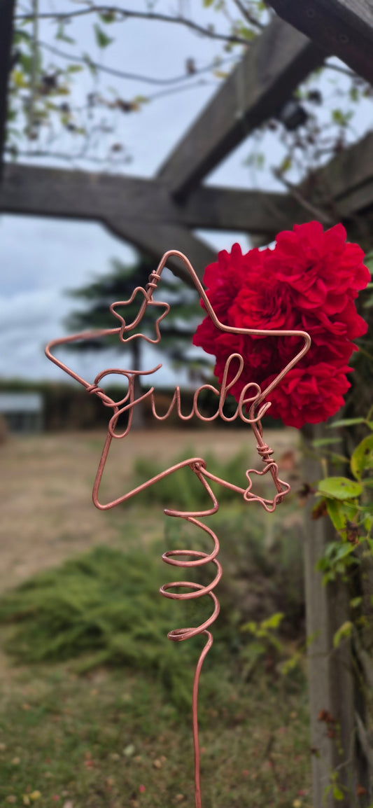 Copper star personalised plant stake