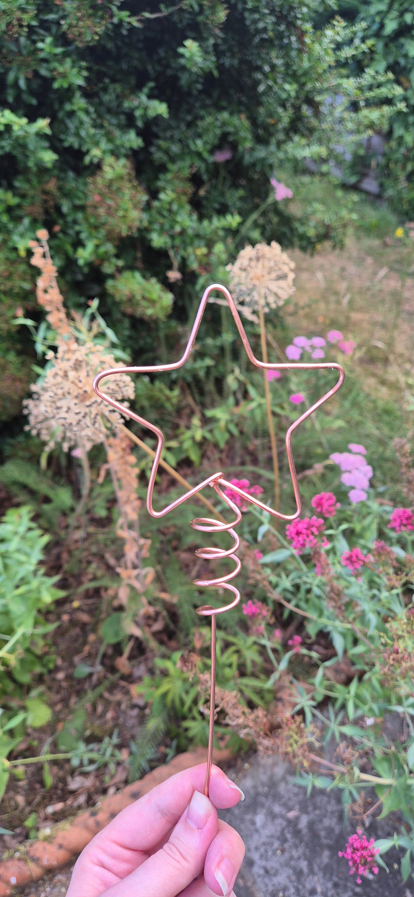 Copper star plant stake